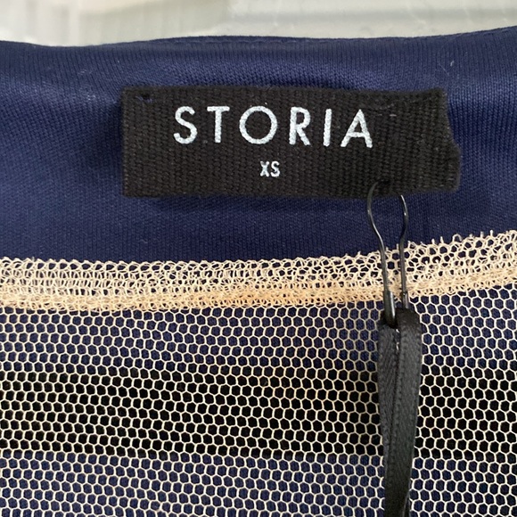 STORIA: NAVY BLUE COCKTAIL EMBROIDERED DRESS - Picture 2 of 7